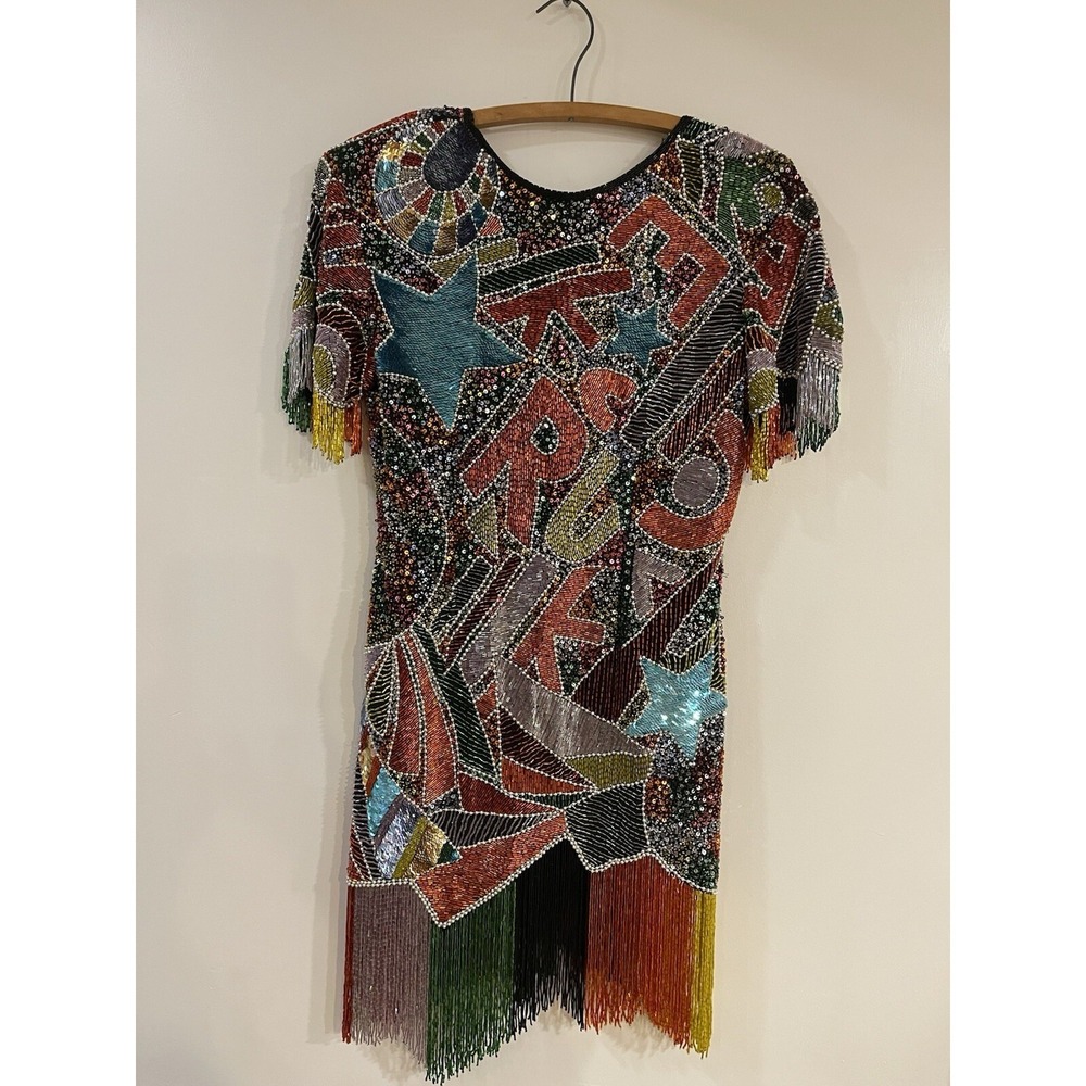 Vintage 80's Designer Naeem Khan Riazee Nights Beaded Sequin Cocktail Dress